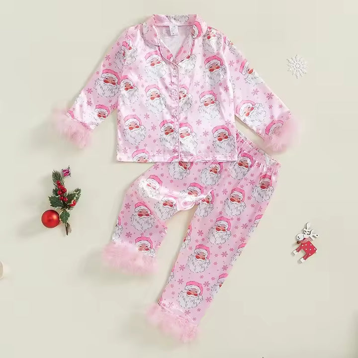 Christmas Girls Santa Pink Pyjamas