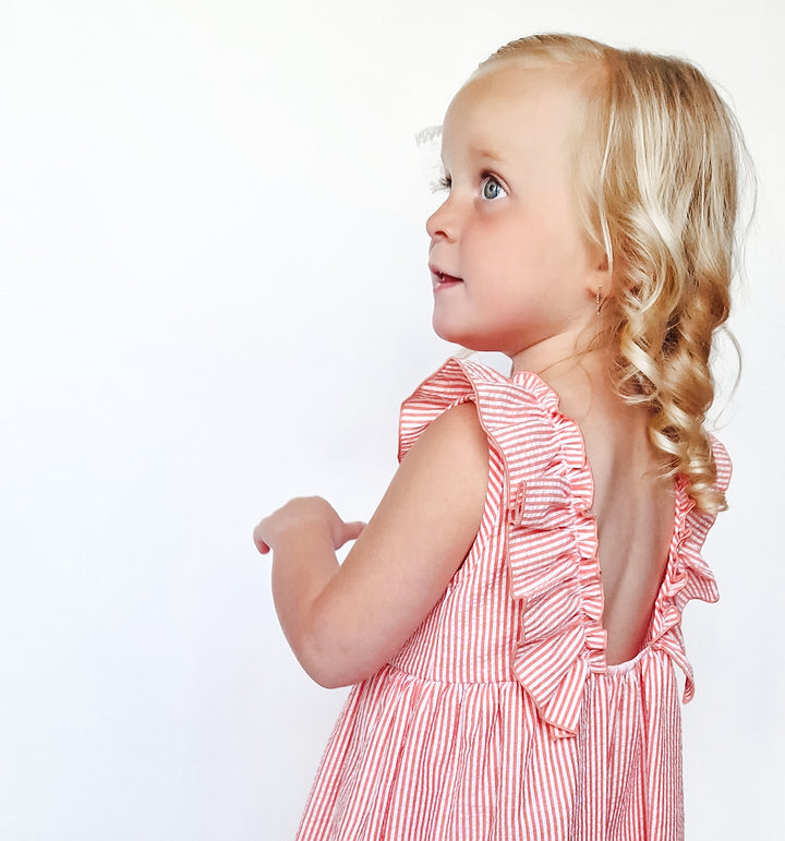 SS25 Rapife Girls Orange & White Stripe Dress