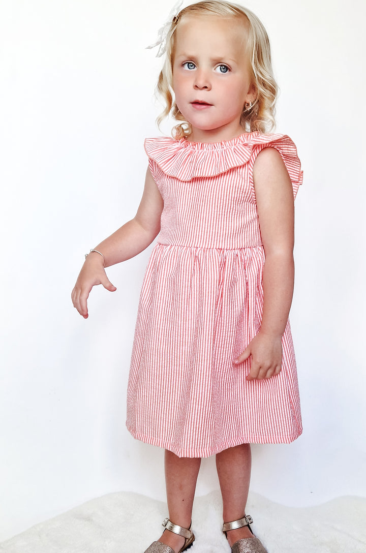 SS25 Rapife Girls Orange & White Stripe Dress