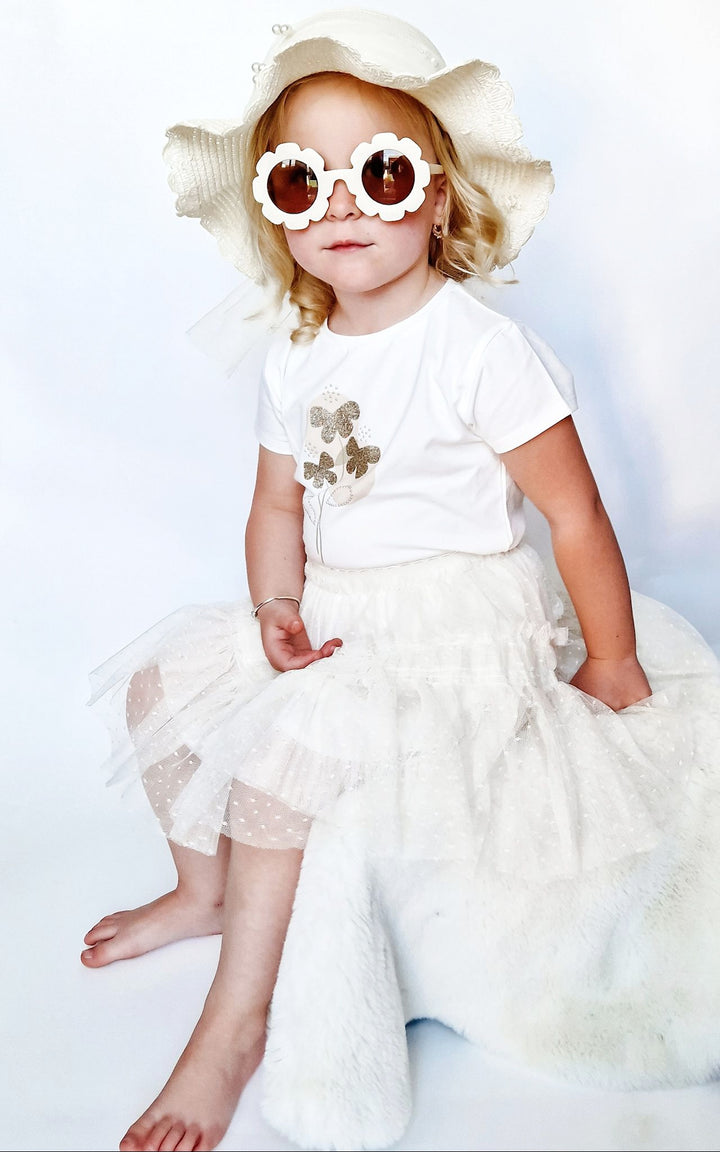 SS25 Mayoral Girls Ivory Tulle Skirt Set 3961 & 174