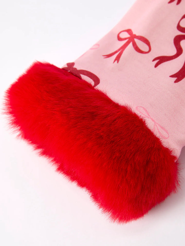 Christmas Girls Pink Bow Pyjamas