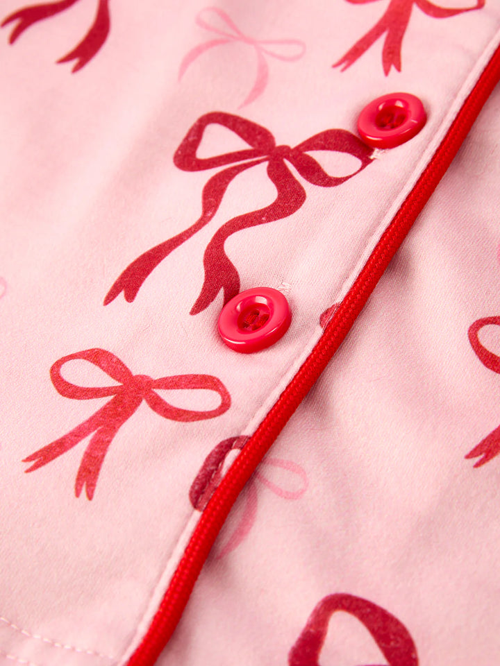 Christmas Girls Pink Bow Pyjamas