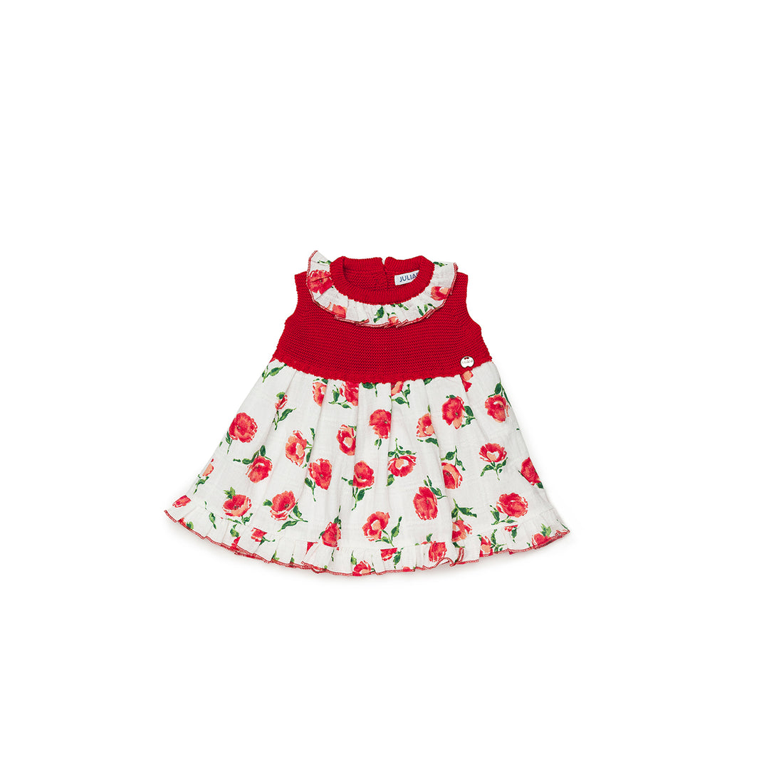 SS24 Juliana Girls White & Red Rose Dress