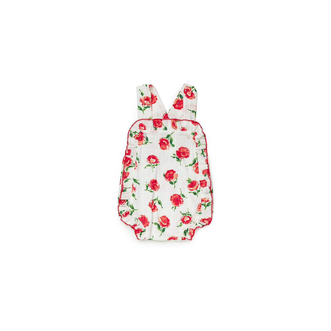 SS24 Juliana Baby Girls White & Red Rose Romper