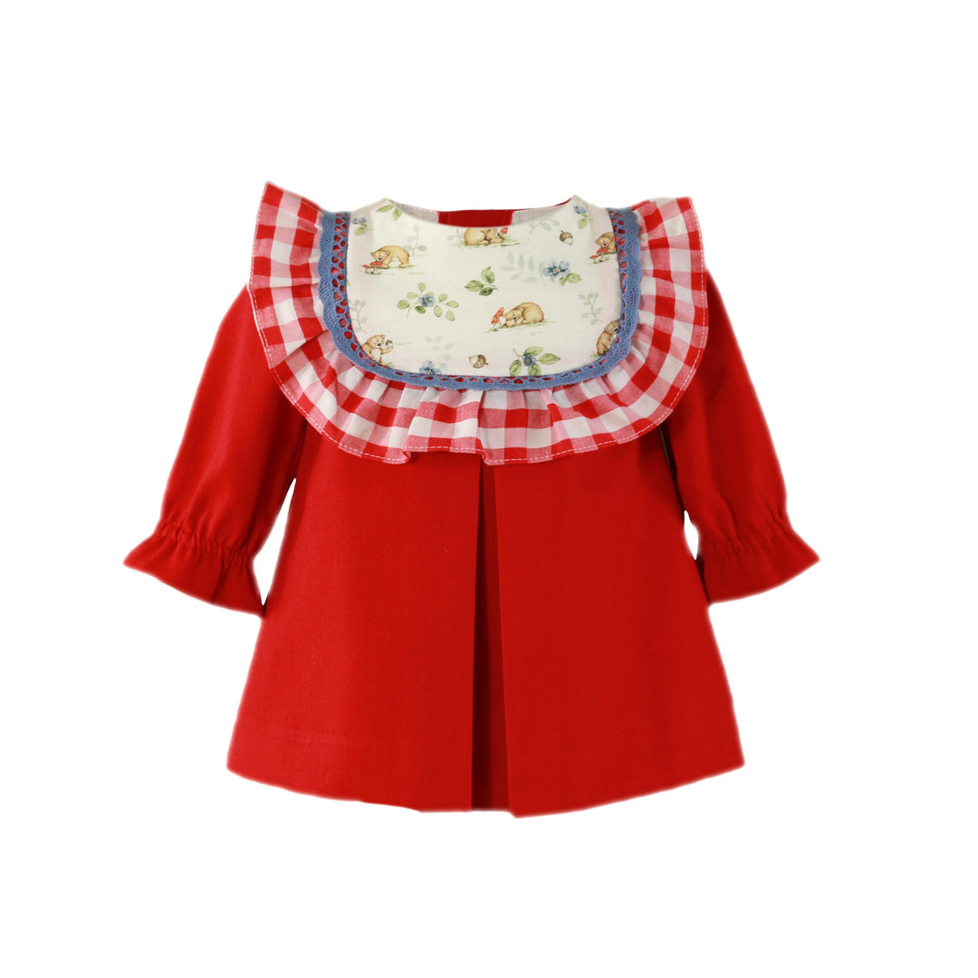 AW23 Miranda Baby Girls Red Check Trim Dress 32-V