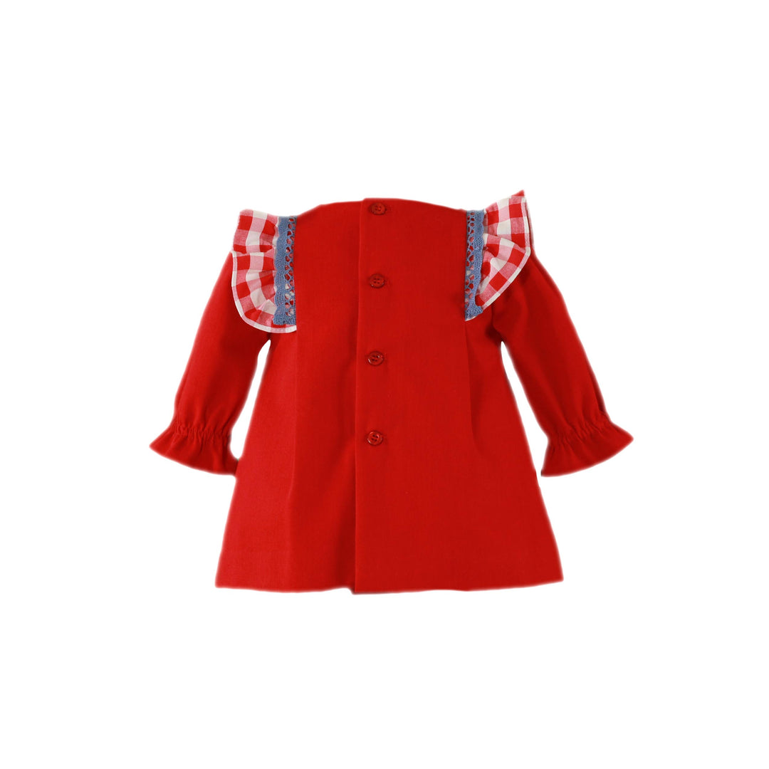 AW23 Miranda Baby Girls Red Check Trim Dress 32-V
