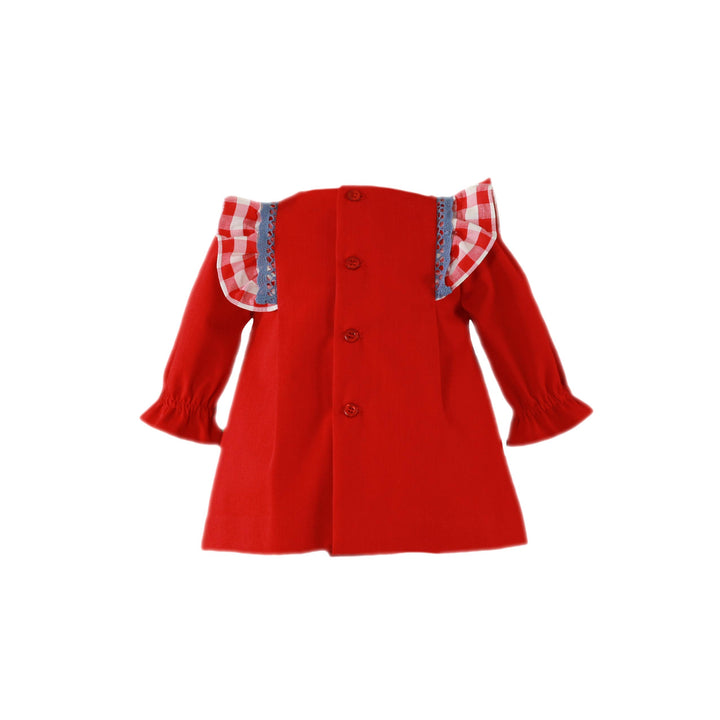 AW23 Miranda Baby Girls Red Check Trim Dress 32-V