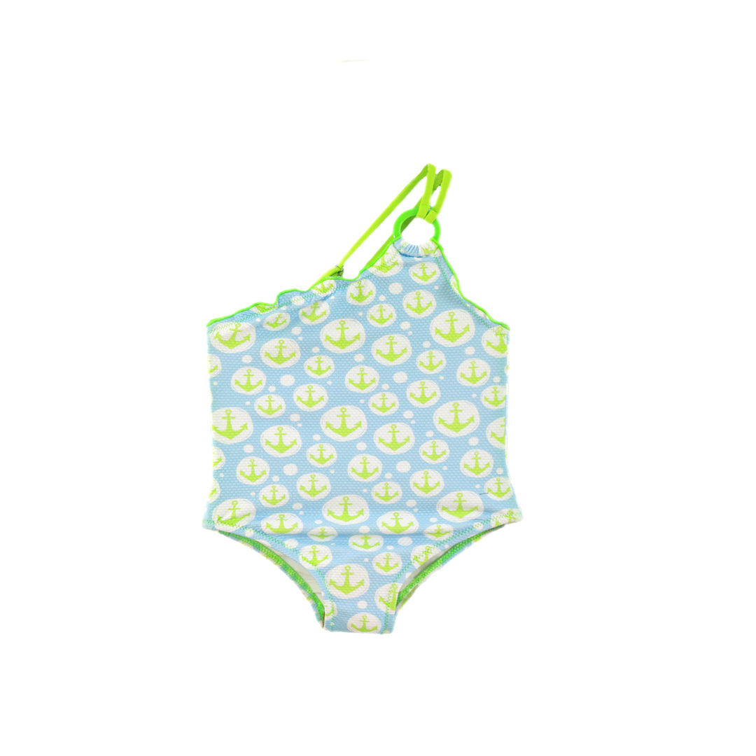 SS24 Miranda Girls Blue & Green Anchor Swimming Costume 416-B