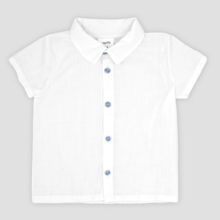 SS25 Rapife Boys White Shirt & Blue Shorts Set