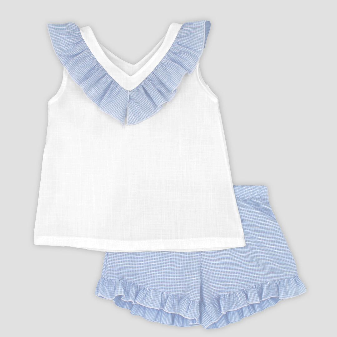SS25 Rapife Girls Blue & White Shorts Set