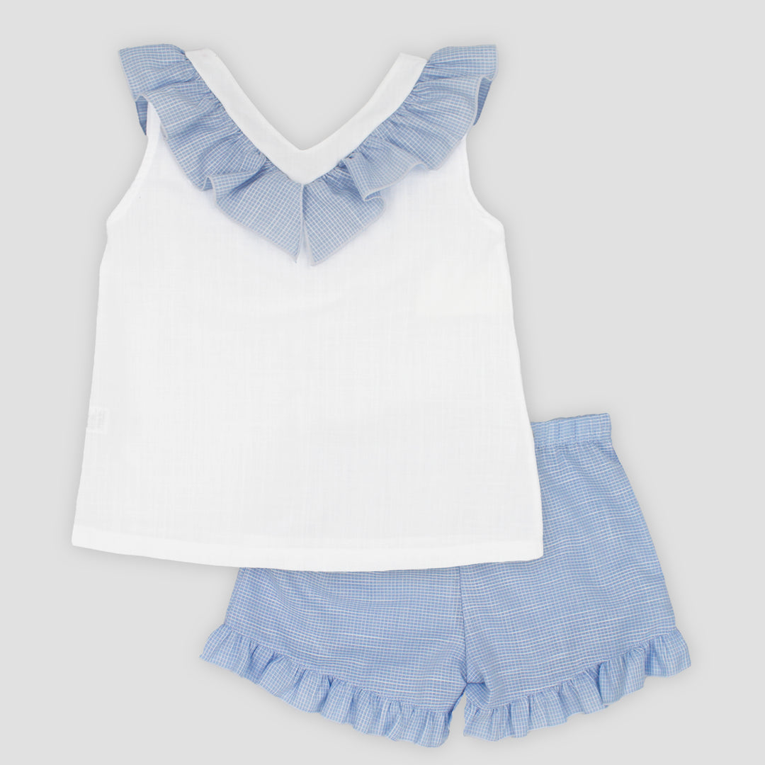 SS25 Rapife Girls Blue & White Shorts Set