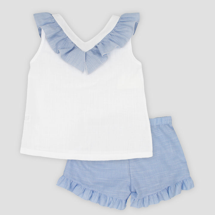 SS25 Rapife Girls Blue & White Shorts Set