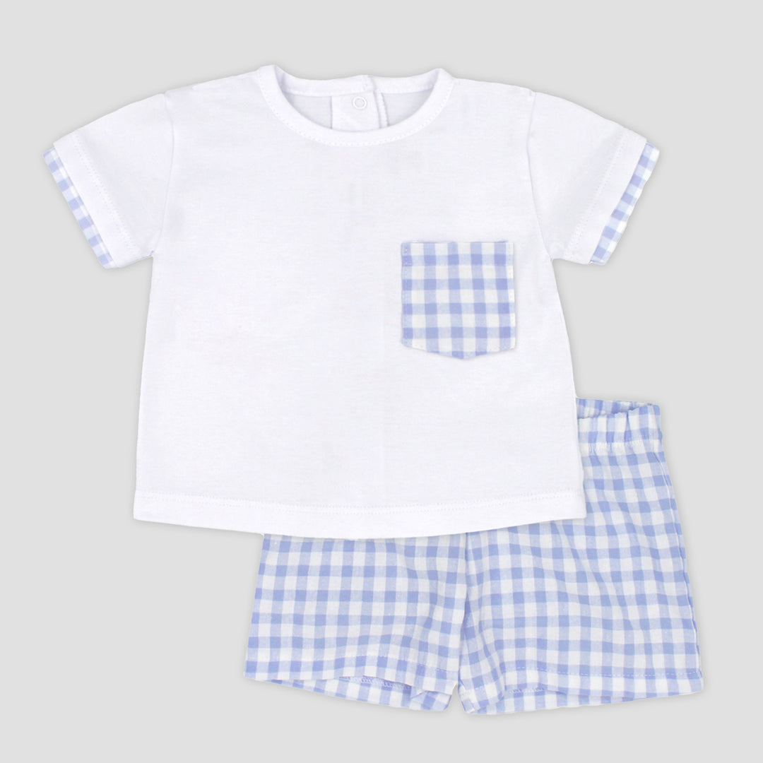 SS25 Rapife Baby Boys Blue & White Check Shorts Set