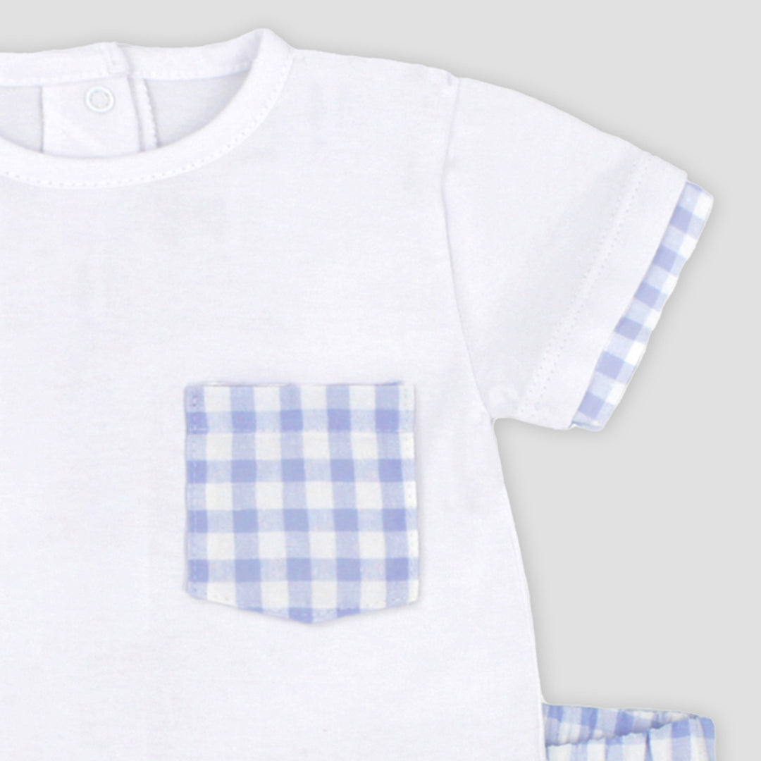SS25 Rapife Baby Boys Blue & White Check Shorts Set