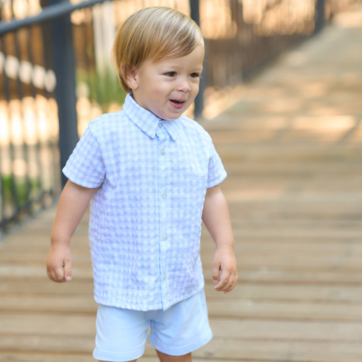 SS25 Rapife Boys Blue & White Shirt Set