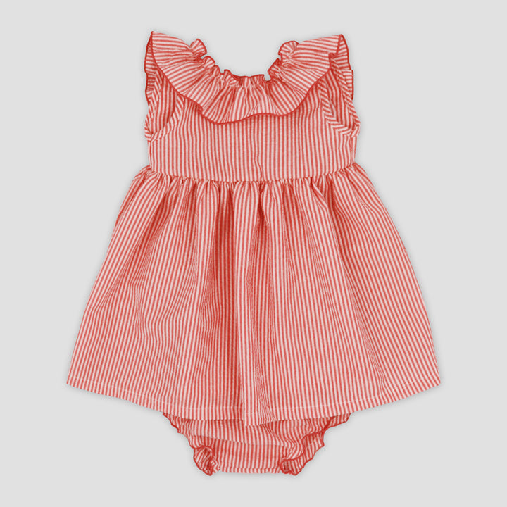 SS25 Rapife Girls Orange & White Stripe Dress