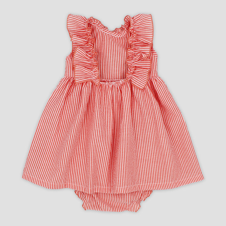 SS25 Rapife Girls Orange & White Stripe Dress