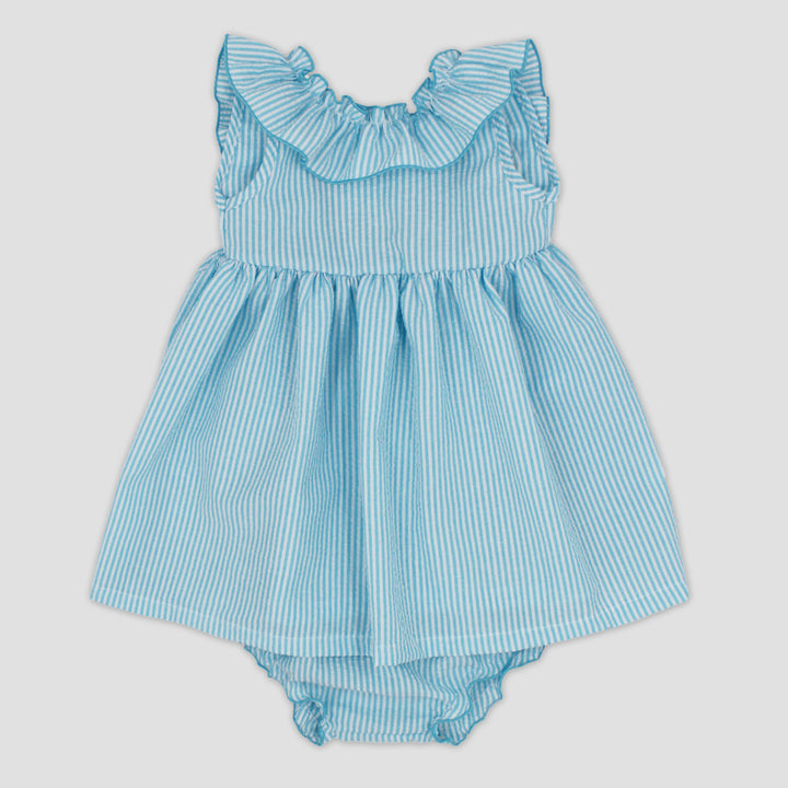 SS25 Rapife Girls Turquoise & White Stripe Dress