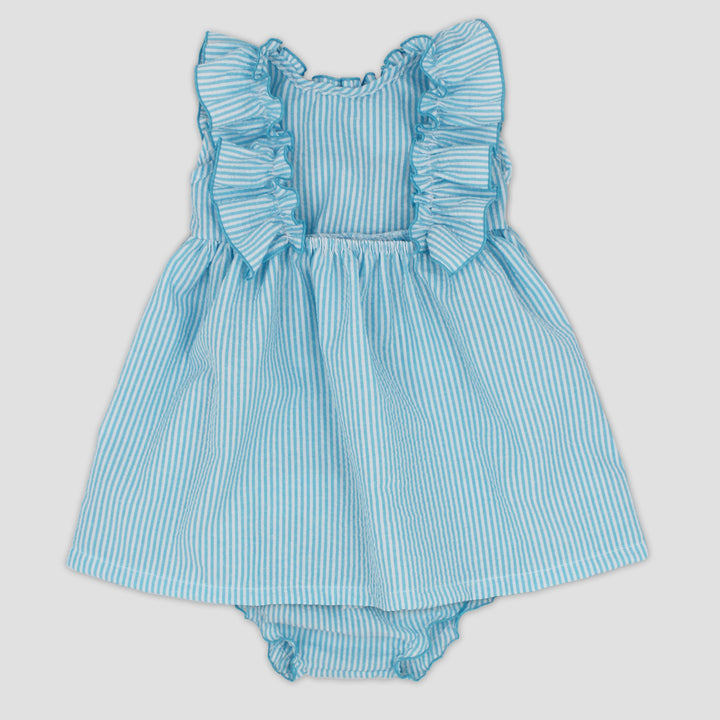 SS25 Rapife Girls Turquoise & White Stripe Dress