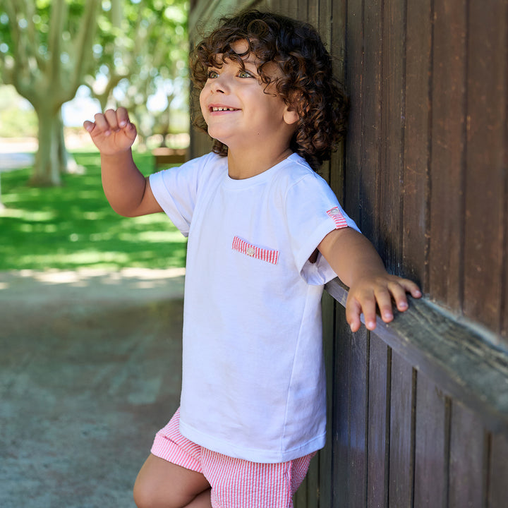 SS25 Rapife Boys Orange & White Stripe Shorts Set