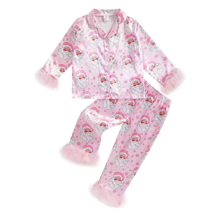 Christmas Girls Santa Pink Pyjamas