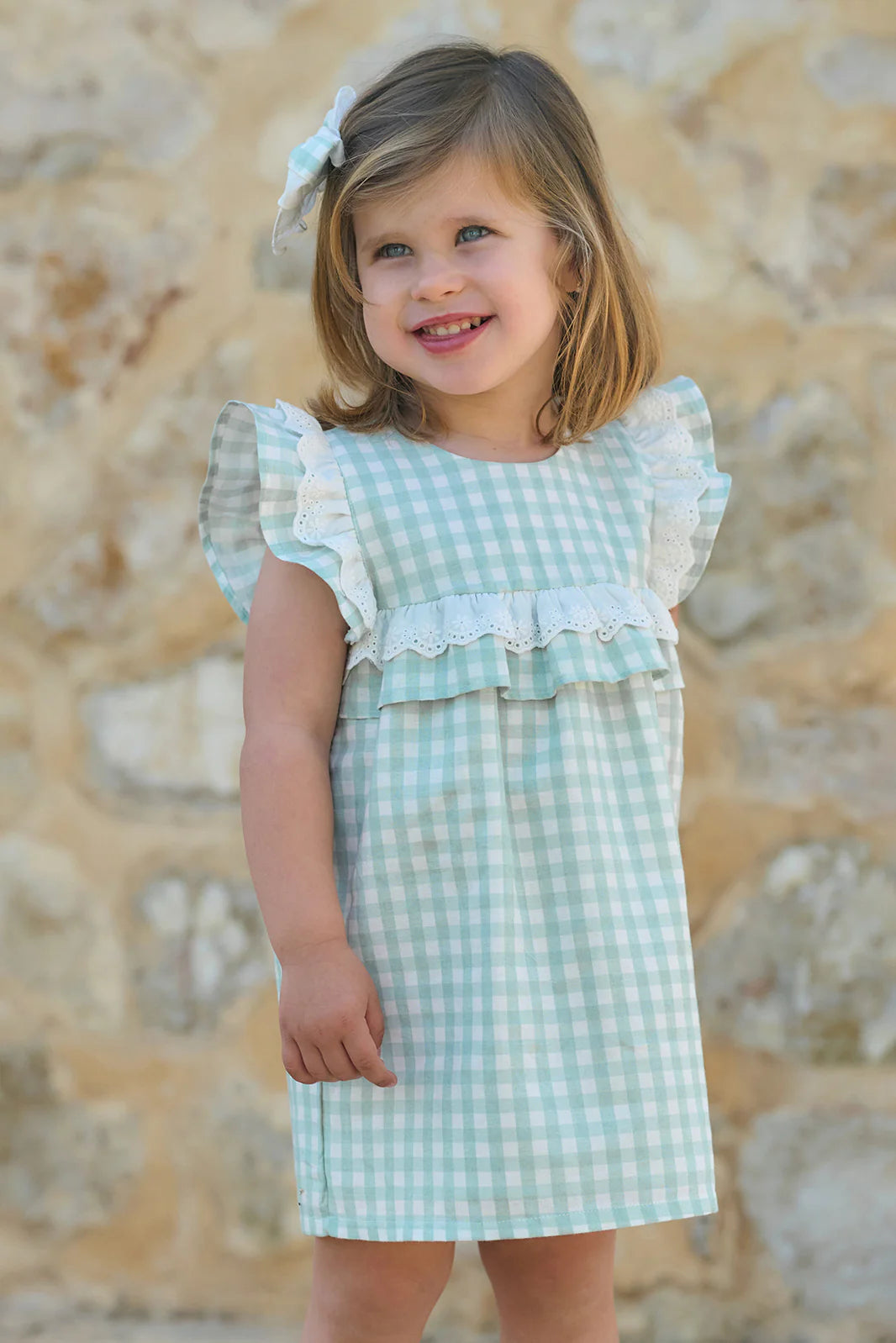 SS25 Rapife Girls Sage Green Check Dress 5296