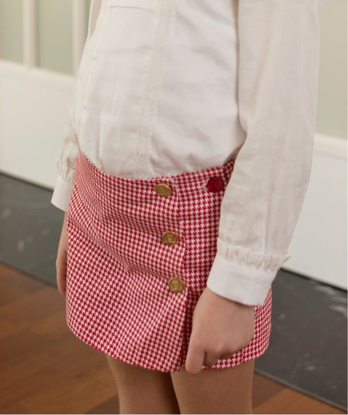 AW19 Dolce Petit Girls Red & White Check Skort 2257-23