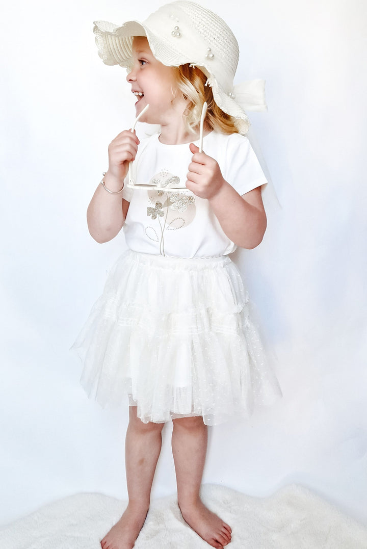 SS25 Mayoral Girls Ivory Tulle Skirt Set 3961 & 174