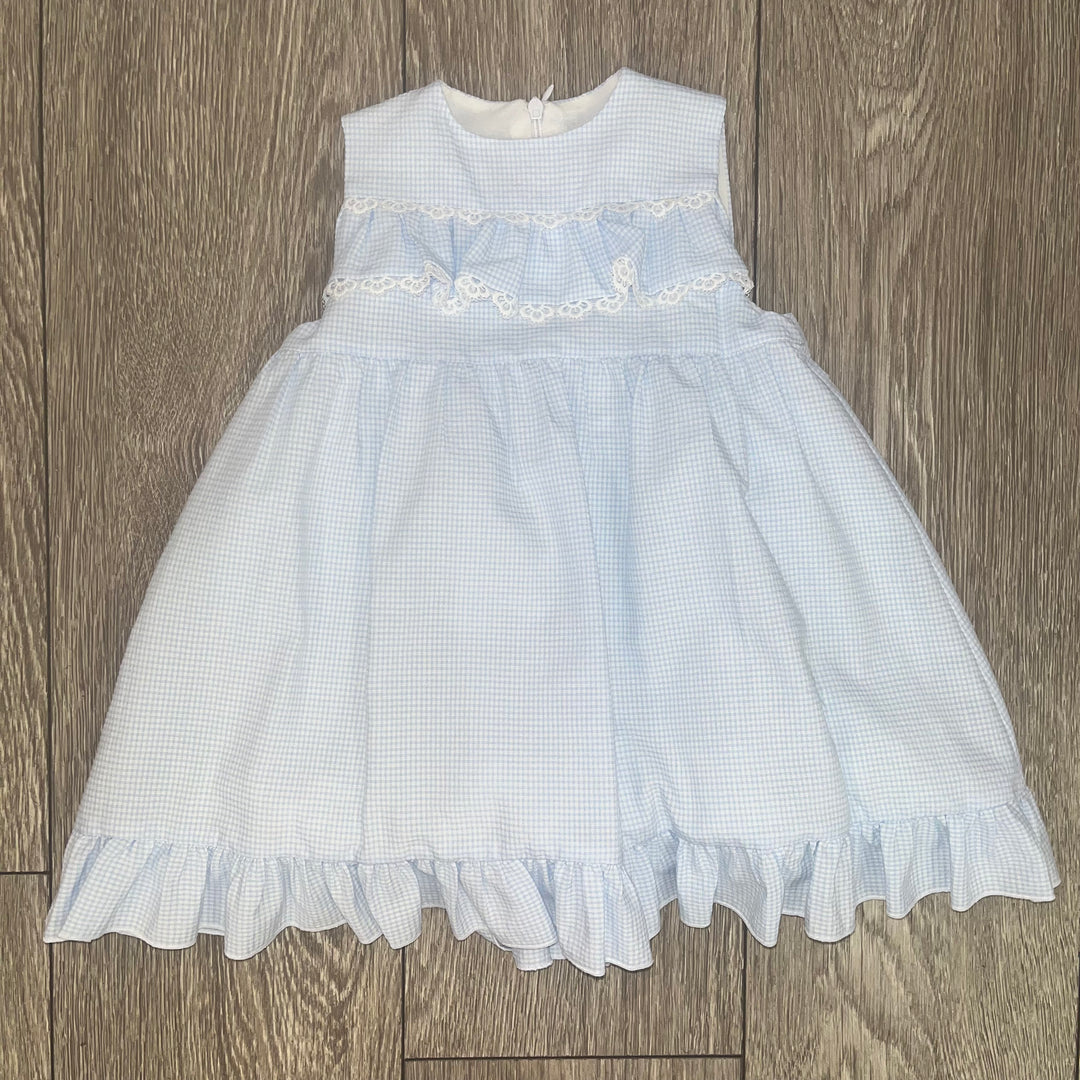 SS24 Lor Miral Girls Blue & White Check Dress