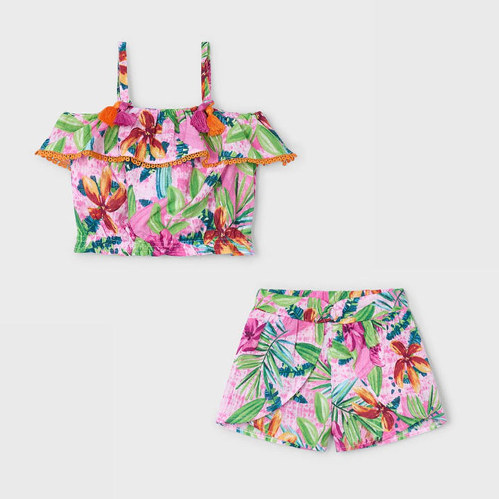 SS25 Mayoral Girls Tropical Print Skort Set 3186 & 3908