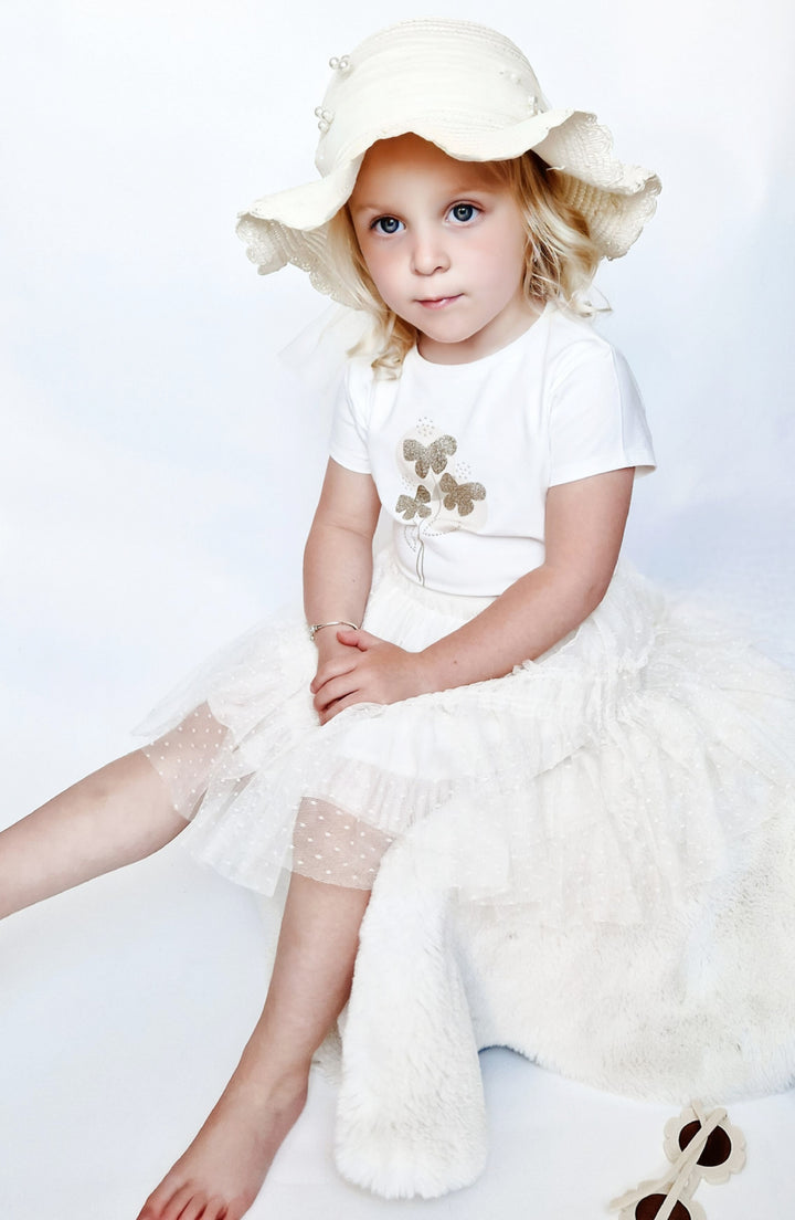 SS25 Mayoral Girls Ivory Tulle Skirt Set 3961 & 174