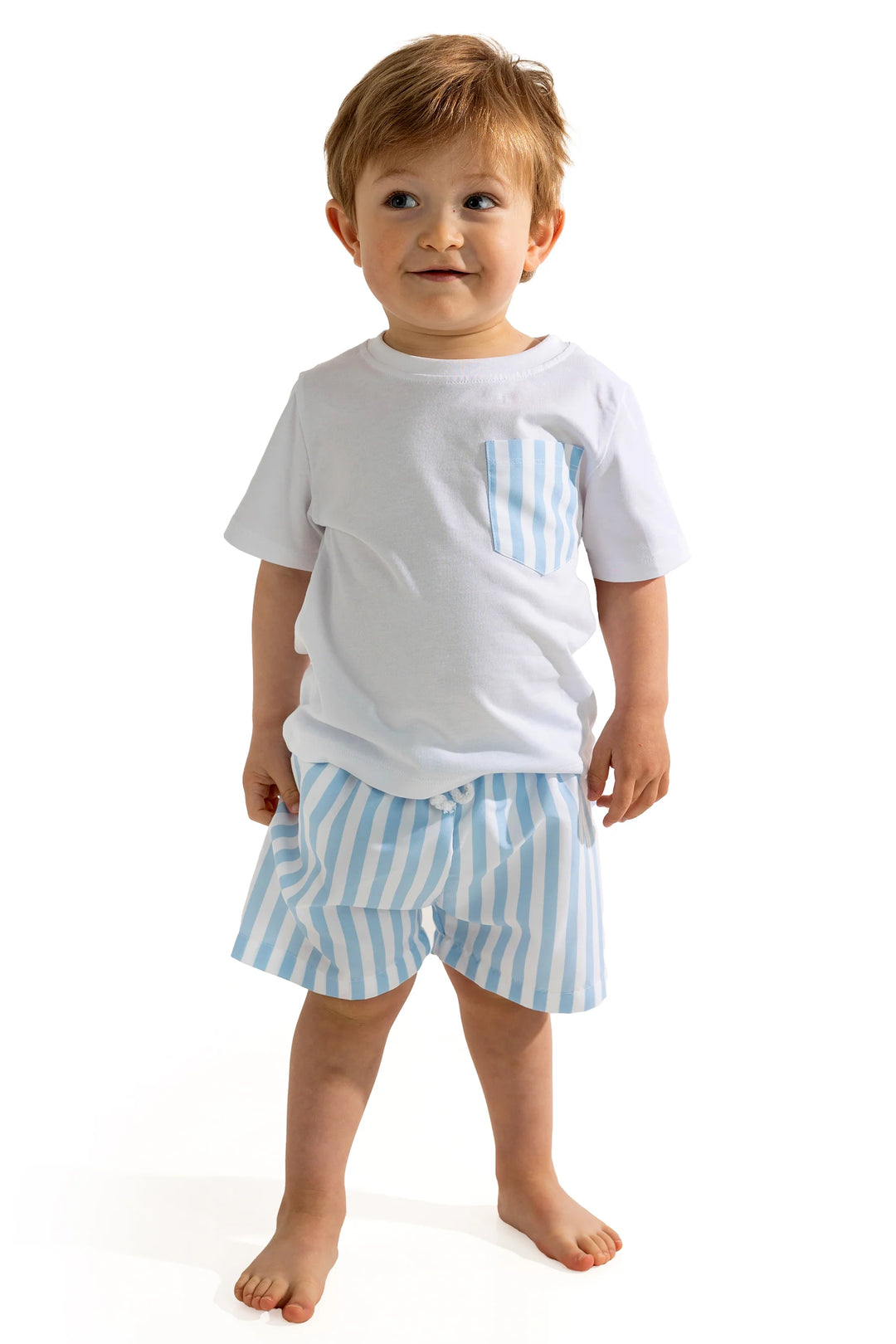 SS25 Meia Pata Boys Blue & White Stripe T-Shirt