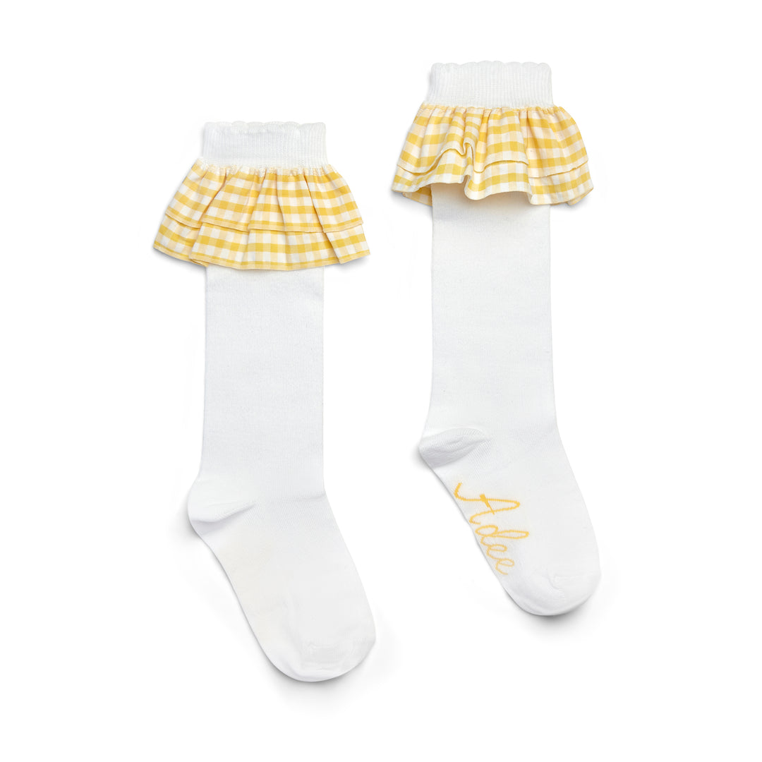 SS25 A Dee Daria Check Frill Knee High Socks