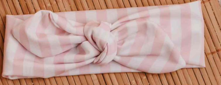 SS25 Meia Pata Girls Pink & White Stripe Headband