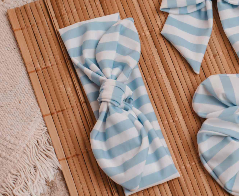 SS25 Meia Pata Girls Blue & White Stripe Headband