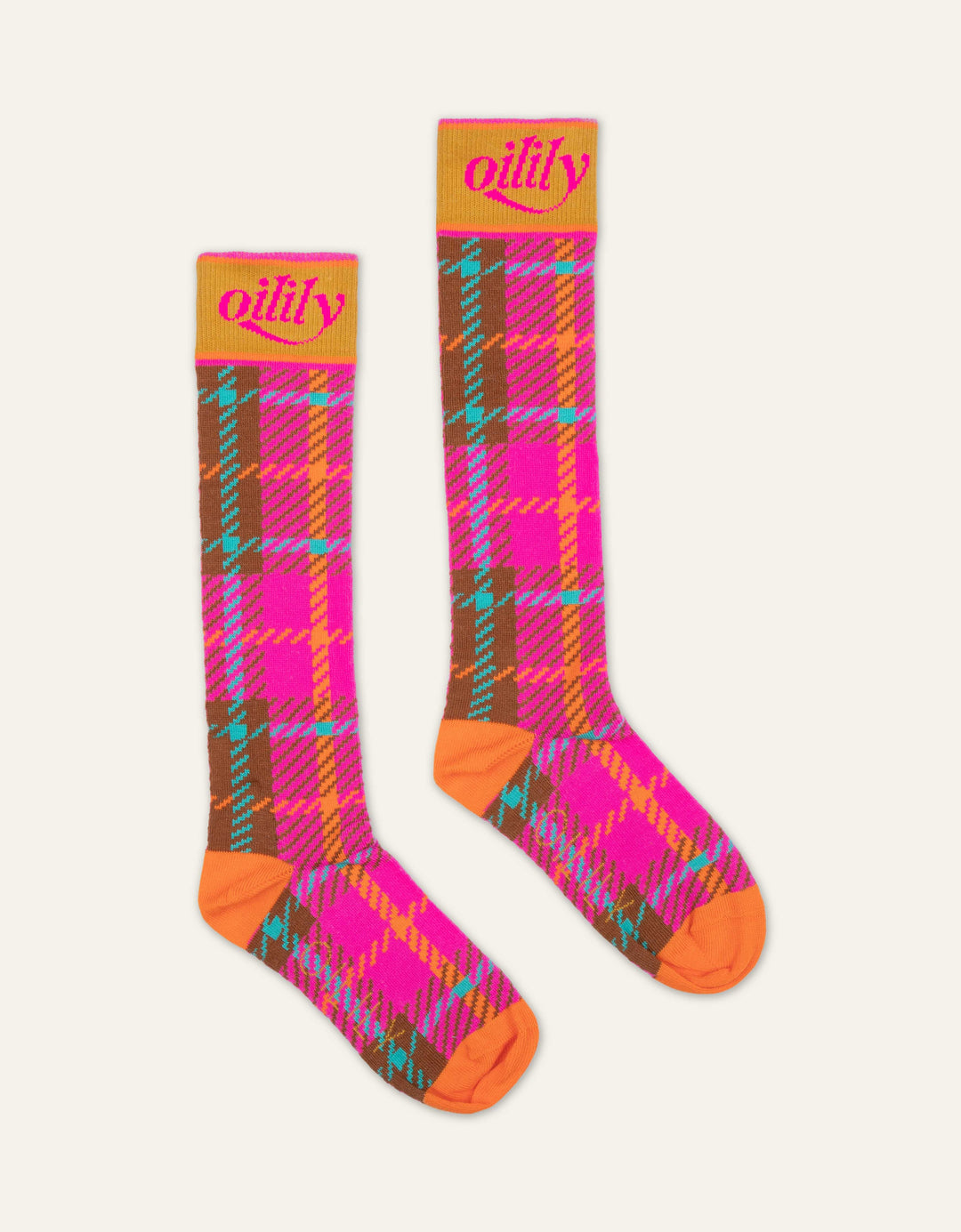 AW23 Oilily Girls Misuki Check Jacquard Knee High Socks 31