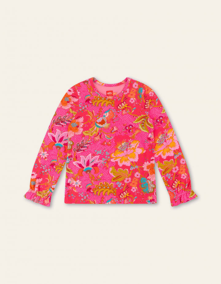 AW24 Oilily Girls Tate Pink Paisley Flowers T-Shirt