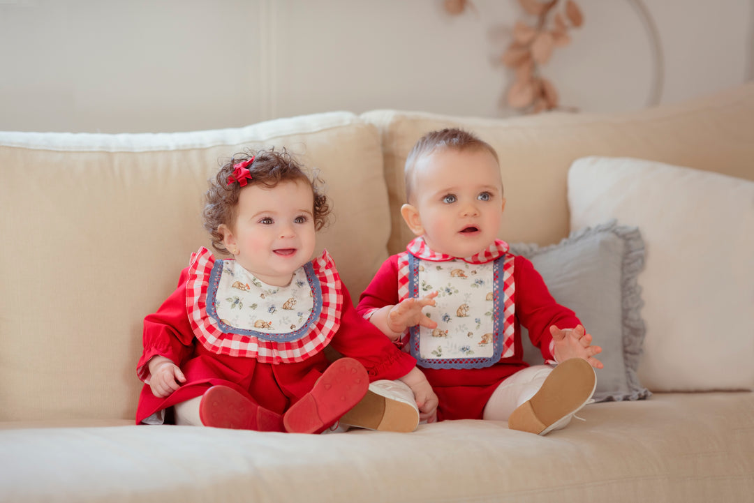 AW23 Miranda Baby Girls Red Check Trim Dress 32-V