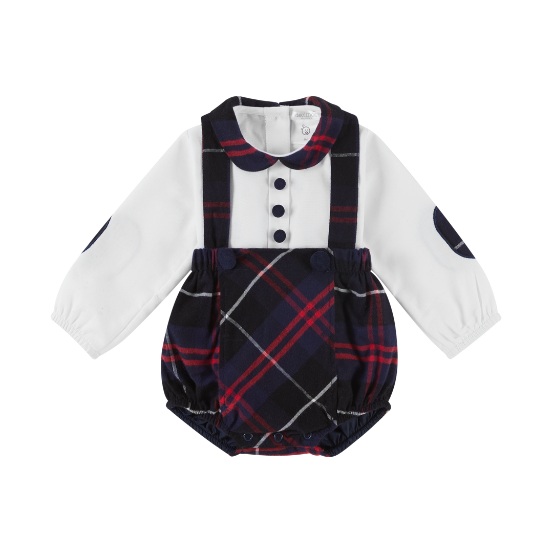 AW23 Deolinda Baby Boys Chicago Red Tartan Romper Set