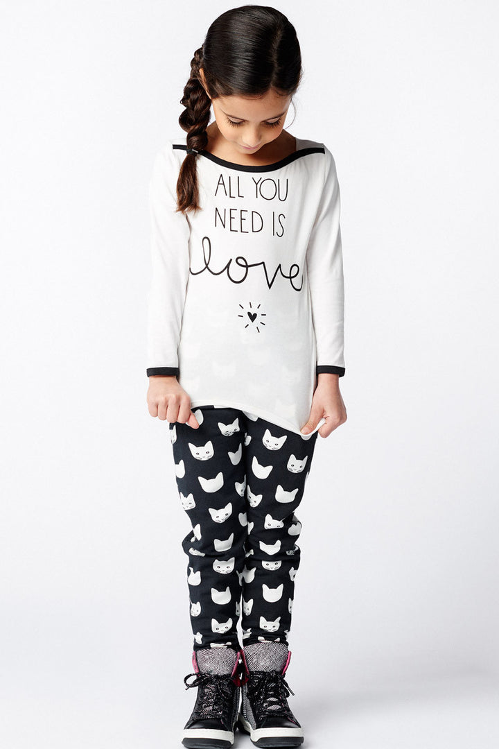 AW16 Mim-Pi Girls Black & White 'All You Need Is Love' Top 213 - Liquorice Kids