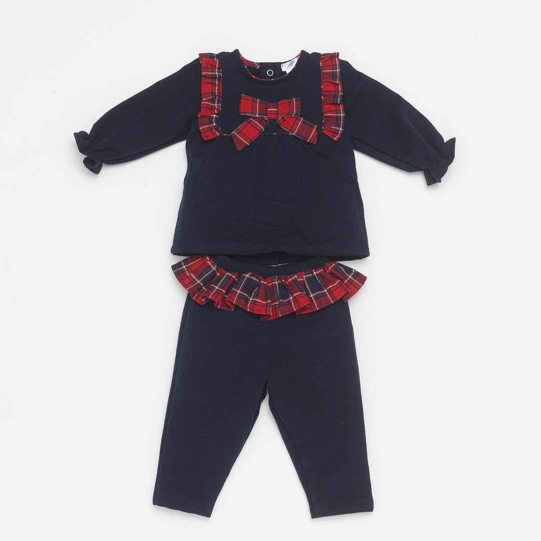 AW22 Deolinda Girls Navy Blue Tartan Tracksuit DBI22702