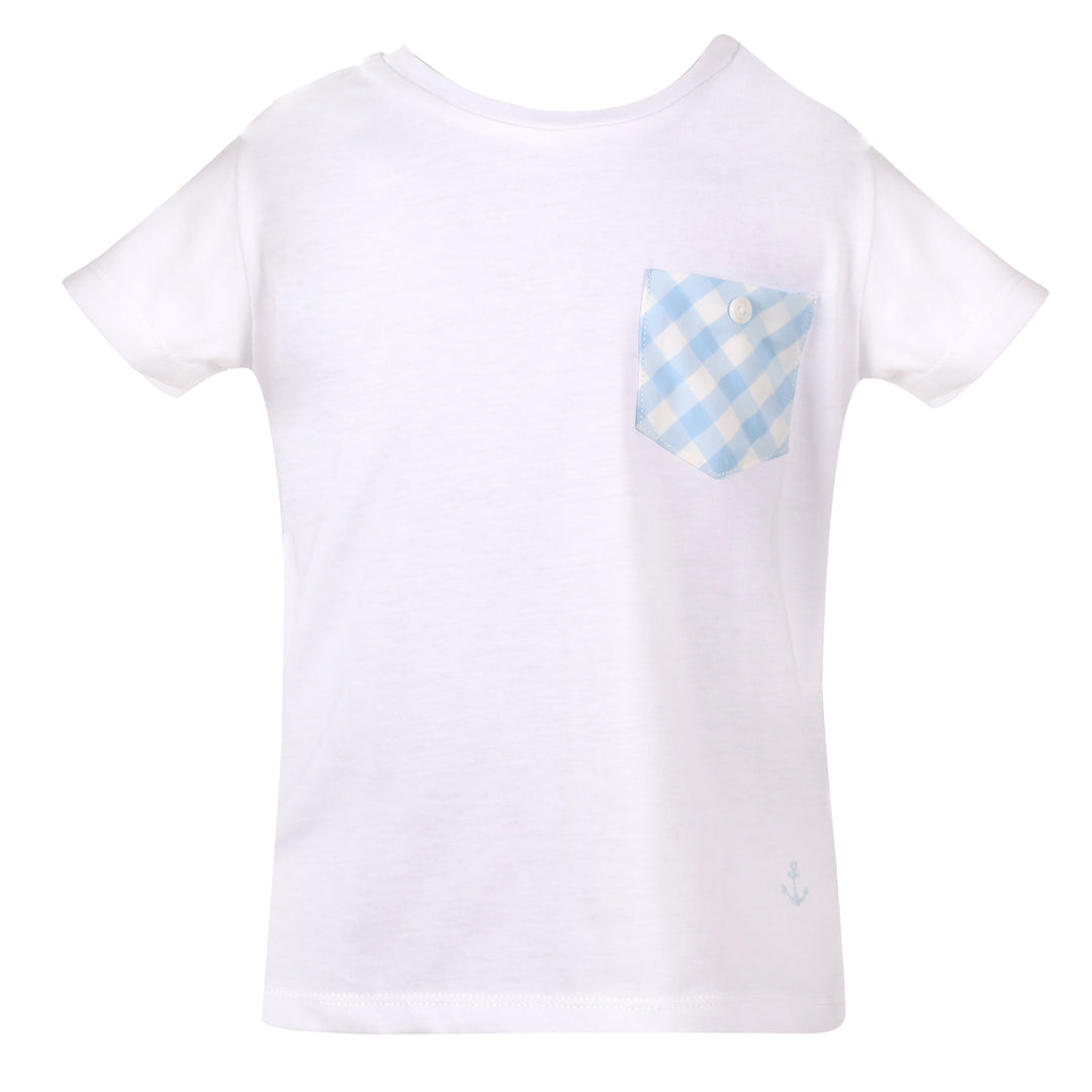 SS19 Patachou Boys Blue & White Check Pocket Top