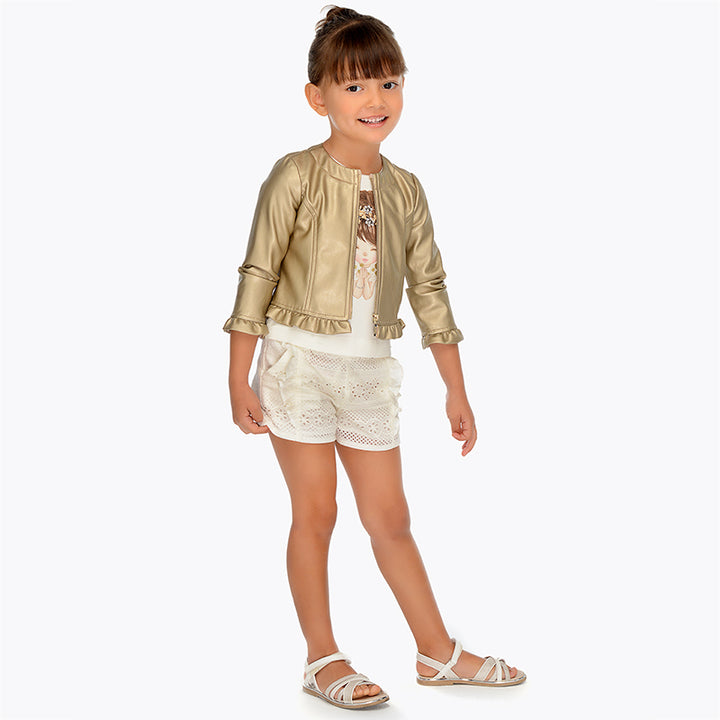 SS19 Mayoral Girls Broderie Anglaise Ivory Shorts 3207