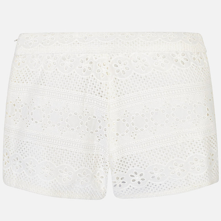 SS19 Mayoral Girls Broderie Anglaise Ivory Shorts 3207