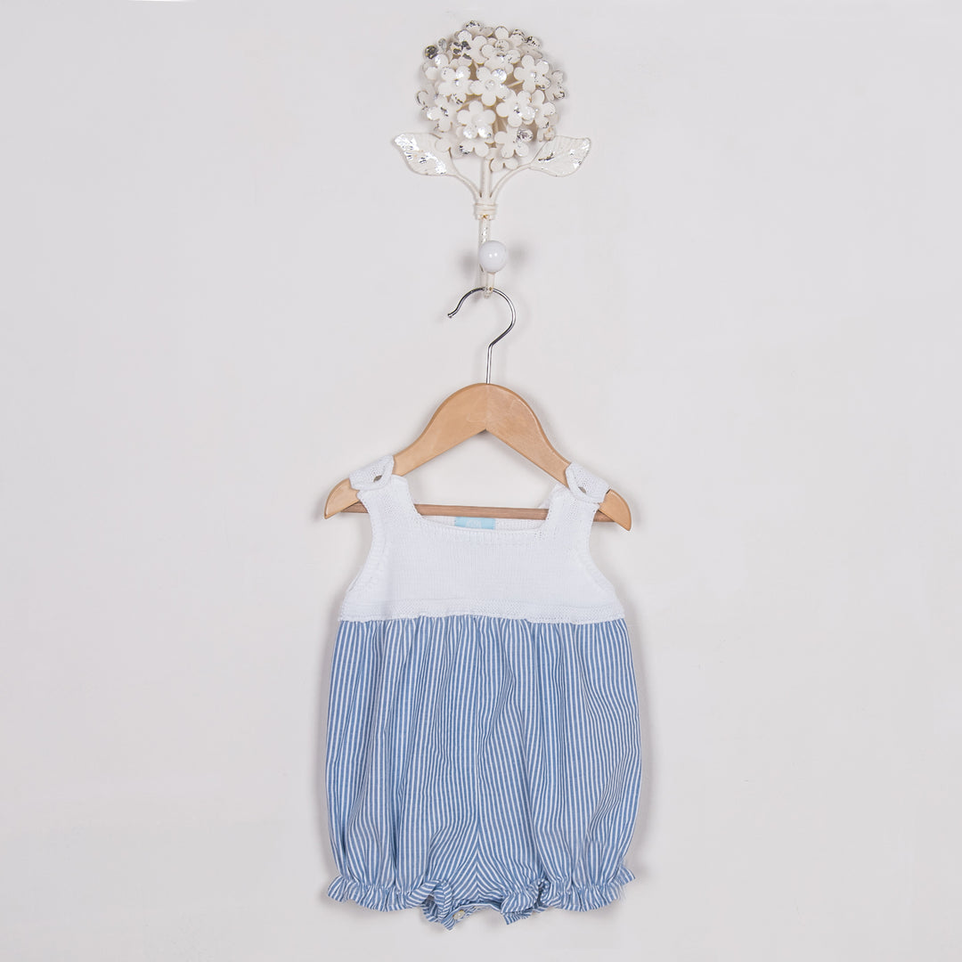 SS18 Floc Baby White & Blue Stripe Romper