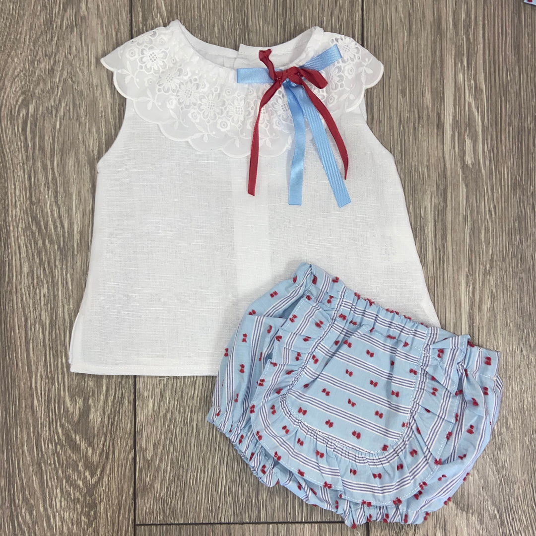 SS20 Rochy Baby Girls Raya Plumety Red & White Jam Pant Set