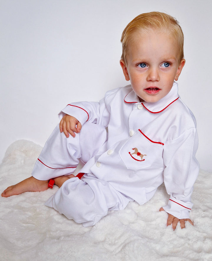 Salero Spanish Red and White Boys Rocking Horse Christmas Pyjamas