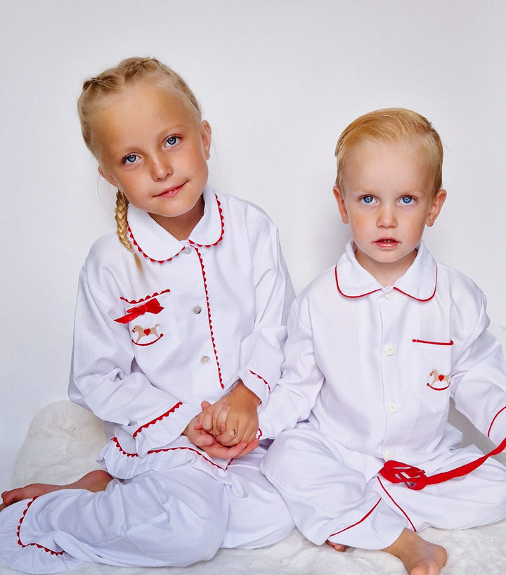 Salero Spanish Red and White Boys Rocking Horse Christmas Pyjamas