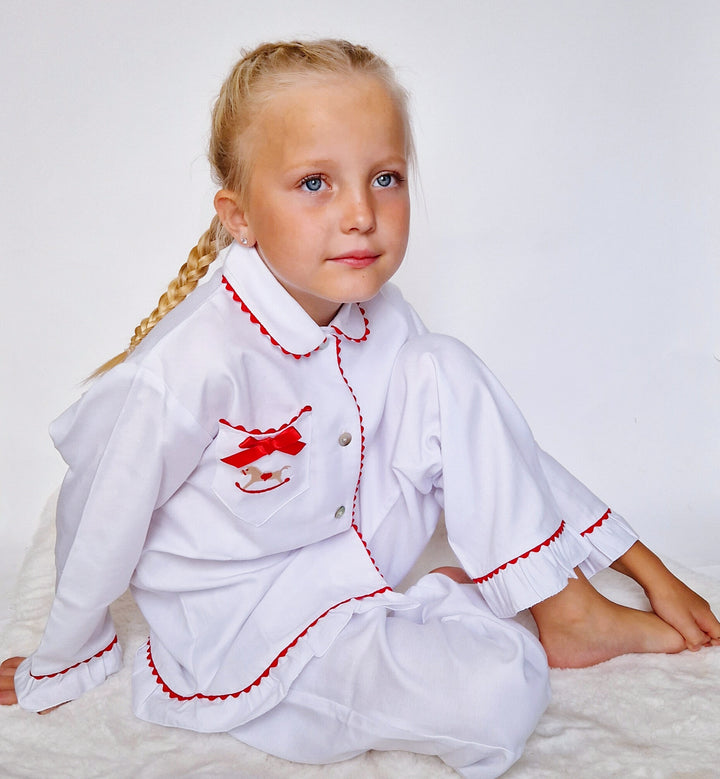 Salero Spanish Girls Red and White Rocking Horse Christmas Pyjamas & Dressing Gown