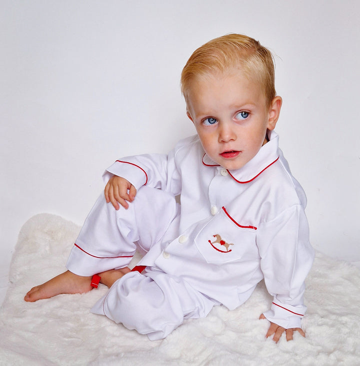 Salero Spanish Red and White Boys Rocking Horse Christmas Pyjamas